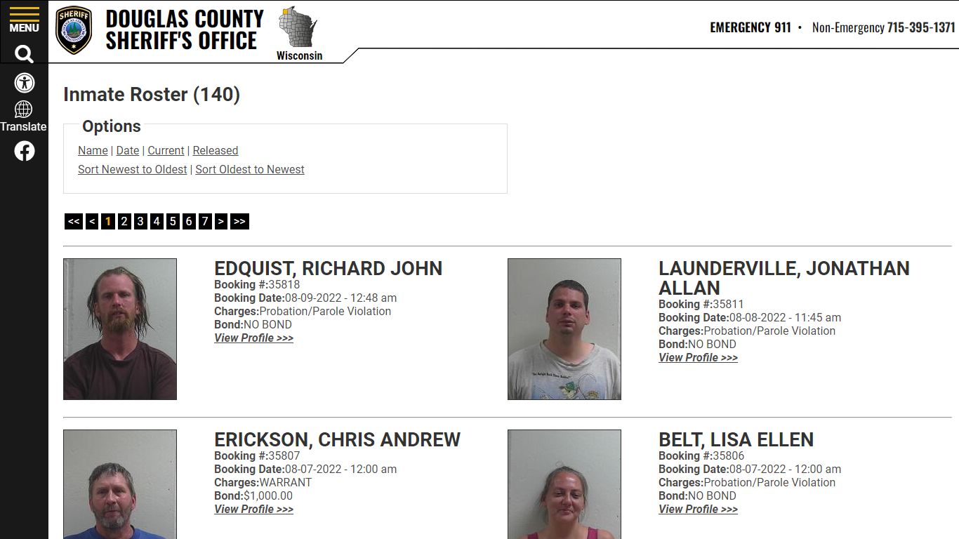 Inmate Roster - Douglas County Sheriff WI